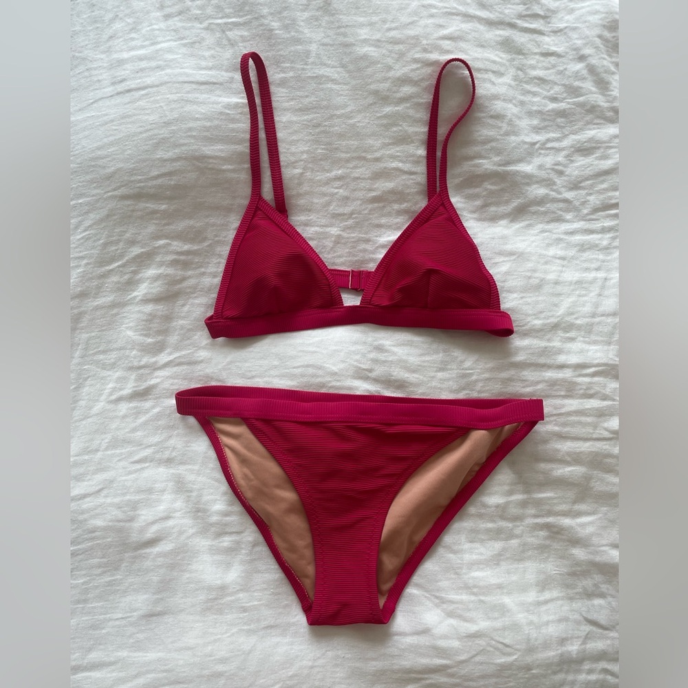 J. Crew Women’s Hot Pink Bikini XS top size small bottoms